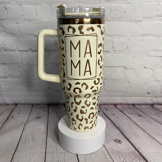 Mama Leopard Print Copper Tumbler