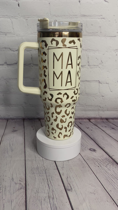 Mama Leopard Print Copper Tumbler