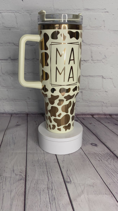 Mama Cow Print Copper Tumbler